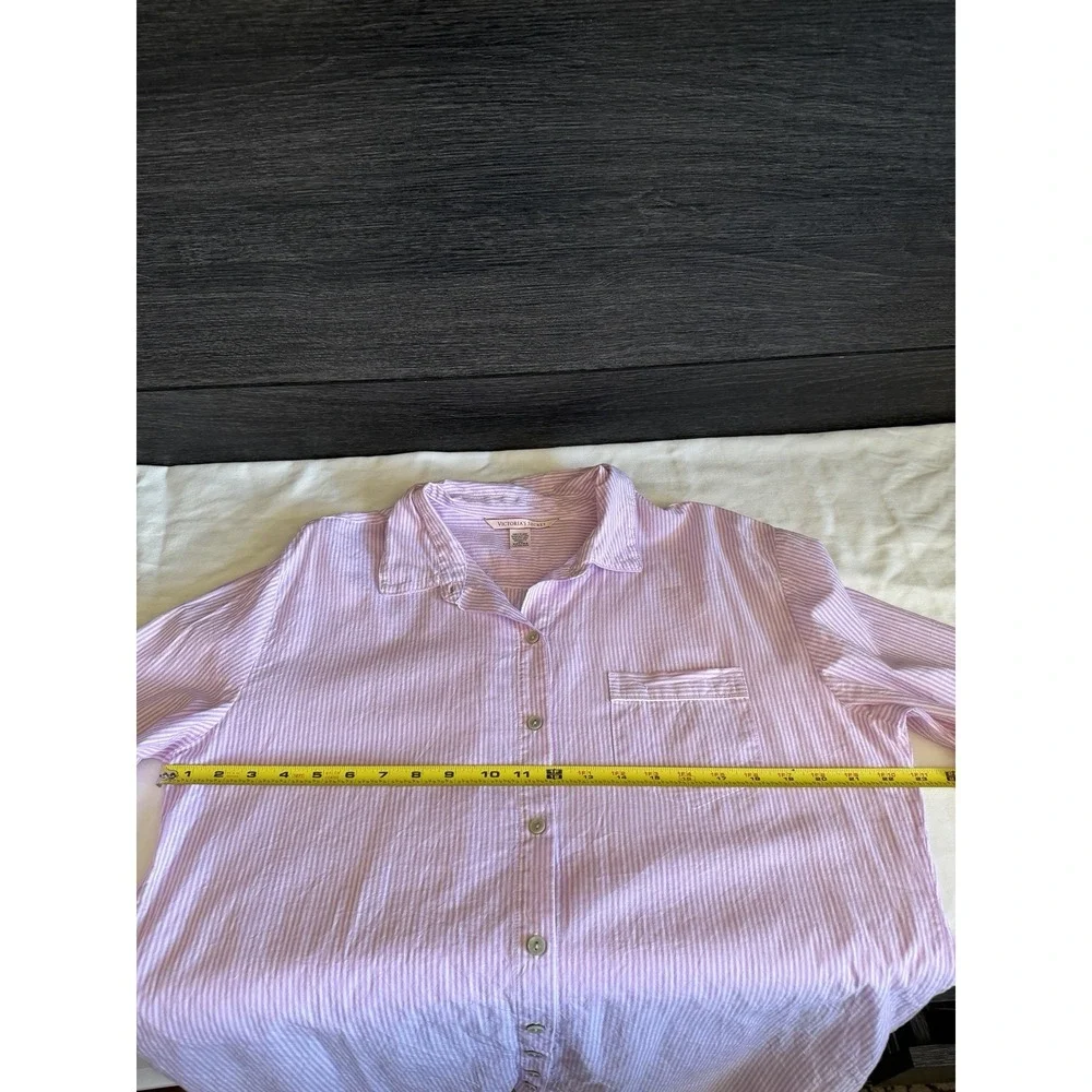 Victorias Secret Womens Sleep Shirt Dress Purple Stripe 100% Cotton L